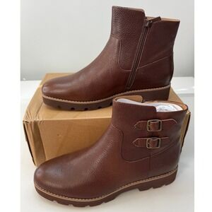 Vionic Carissa Coffee Brown Leather Ankle Boots J6451L3201 Womens 8.5 NWB